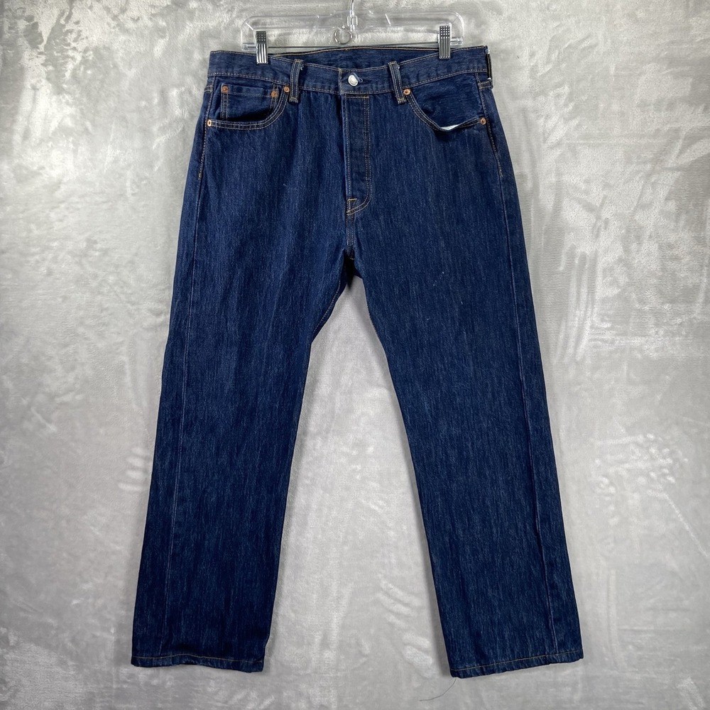 Levi's 501 Jeans men's 34x28 Original Straight Leg Button Fly Blue Denim Cotton
